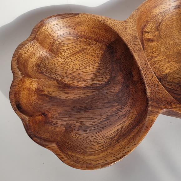 Vintage MCM Acacia Wood Shell Shaped Snack Bowl - Picture 6 of 9